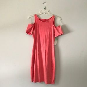 Coral off the shoulder dress